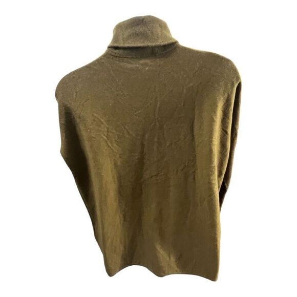 Garnet Hill Cashmere Wool Oversized Turtleneck Sweater Green M Kangaroo Pocket - Picture 11 of 12